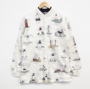 S★古着 ART UNLIMITED 長袖 スウェット カーディガン メンズ 90年代 90s 灯台 USA製 白【spe】 25nov11