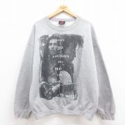 XL★古着 長袖 ロック バンド スウェット メンズ 00年代 00s ボブマーリー 大きいサイズ クルーネック グレー 【spe】 25aug04 中古 スエット トレーナー トップス