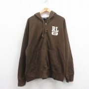 XL★古着 ラルフローレン Ralph Lauren ポロジーンズ 長袖 ブランド フルジップ スウェット パーカー メンズ 大きいサイズ こげ茶 ブラウン 【spe】 25aug08 中古 スエット トレーナー トップス