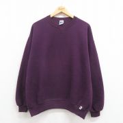 XL★古着 ラッセル 長袖 スウェット メンズ 90年代 90s 無地 クルーネック USA製 紫 パープル 【spe】 25aug22 中古 スエット トレーナー トップス