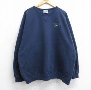 XL★古着 リーボック REEBOK 長袖 スウェット メンズ 90年代 90s ワンポイントロゴ 大きいサイズ クルーネック 紺 ネイビー 【spe】 25aug30 中古 スエット トレーナー トップス