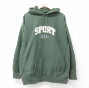 XL★古着 ギャップ GAP 長袖 スウェット パーカー メンズ 00年代 00s ワンポイントロゴ SPORT 緑 グリーン 【spe】 25sep03 中古 スエット トレーナー トップス