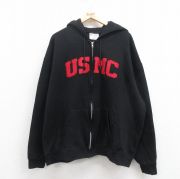 XL★古着 チャンピオン champion 長袖 フルジップ スウェット パーカー メンズ ミリタリー USMC 大きいサイズ 黒 ブラック 【spe】 25sep06 中古 スエット トレーナー トップス