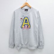 L★古着 長袖 スウェット メンズ 00年代 00s ピーナッツ スヌーピー SNOOPY ACE クルーネック 薄グレー 霜降り 【spe】 25sep06 中古 スエット トレーナー トップス