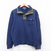 L★古着 ラルフローレン Ralph Lauren 長袖 ブランド ハーフジップ スウェット メンズ 90年代 90s コットン 紺他 ネイビー 【spe】 25sep08 中古 スエット トレーナー トップス