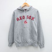 L★古着 ナイキ NIKE 長袖 スウェット メンズ 00年代 00s MLB ボストンレッドソックス グレー 霜降り メジャーリーグ ベースボール 野球 【spe】 25sep08 中古 スエット トレーナー トップス