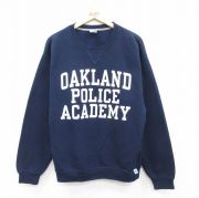 L★古着 ラッセル 長袖 スウェット メンズ 00年代 00s OAKLAND クルーネック 紺 ネイビー 【spe】 25sep09 中古 スエット トレーナー トップス