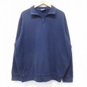XL★古着 ラルフローレン Ralph Lauren ポロゴルフ 長袖 ブランド ハーフジップ スウェット メンズ 90年代 90s 無地 大きいサイズ 紺 ネイビー 【spe】 25sep12 中古 スエット トレーナー トップス