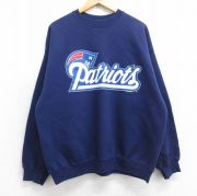 XL★古着 TULTEX 長袖 スウェット メンズ 90年代 90s NFL ニューイングランドペイトリオッツ クルーネック 紺 ネイビー アメフト スーパーボウル 【spe】 25sep12 中古 スエット トレーナー トップス