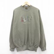 XL★古着 長袖 スウェット メンズ 90年代 90s ゴルフ Cross Creek 刺繍 クルーネック USA製 緑系 グリーン 霜降り 【spe】 25sep13 中古 スエット トレーナー トップス