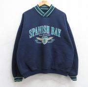 XL★古着 長袖 スウェット メンズ 90年代 90s スパニッシュベイ Vネック 紺 ネイビー 【spe】 25sep16 中古 スエット トレーナー トップス
