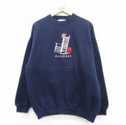 L★古着 長袖 スウェット メンズ 90年代 90s Acushnet 刺繍 クルーネック USA製 紺 ネイビー 【spe】 25sep16 中古 スエット トレーナー トップス