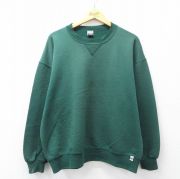 XL★古着 ラッセル 長袖 スウェット メンズ 90年代 90s 無地 クルーネック USA製 緑 グリーン 【spe】 25sep17 中古 スエット トレーナー トップス