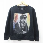 M★古着 長袖 ロック バンド スウェット メンズ ジミヘンドリックス クルーネック 黒 ブラック 【spe】 25sep19 中古 スエット トレーナー トップス