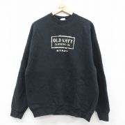 L★古着 オールドネイビー OLD NAVY 長袖 スウェット メンズ 90年代 90s ビッグロゴ スタッフ クルーネック USA製 黒 ブラック 【spe】 25sep20 中古 スエット トレーナー トップス
