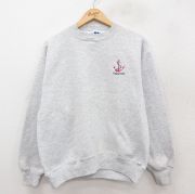 L★古着 ラッセル 長袖 スウェット メンズ 90年代 90s イカリ ケープコッド クルーネック USA製 薄グレー 霜降り 【spe】 25sep26 中古 スエット トレーナー トップス
