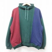 XL★古着 タウンクラフト 長袖 スウェット パーカー メンズ 90年代 90s 無地 マルチカラー 緑他 グリーン 【spe】 25sep27 中古 スエット トレーナー トップス