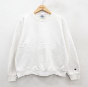 L★古着 チャンピオン champion 長袖 スウェット メンズ 90年代 90s 無地 クルーネック USA製 白 ホワイト 【spe】 25sep27 中古 スエット トレーナー トップス