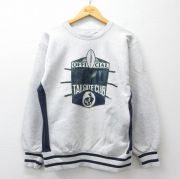 M★古着 チョークライン 長袖 スウェット メンズ 90年代 90s EMU リバースタイプ クルーネック USA製 薄グレー 霜降り他【spe】 26mar18