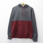L★古着 チャンピオン Champion 長袖 スウェット パーカー メンズ ワンポイントロゴ ツートンカラー 濃グレー 霜降り他【spe】 26mar21