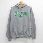 L★古着 ラッセル 長袖 スウェット パーカー メンズ 00年代 00s ボストン グレー 霜降り【spe】 26mar24
