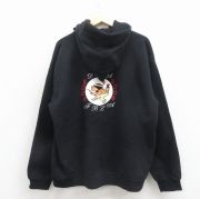 XL★古着 ヘインズ 長袖 スウェット パーカー メンズ 00年代 00s インディアン 黒【spe】 26mar24