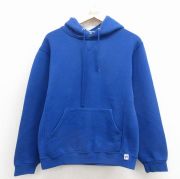 S★古着 ラッセル 長袖 スウェット パーカー メンズ 無地 青【spe】 26mar24