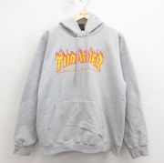 L★古着 スラッシャー 長袖 スウェット パーカー メンズ ビッグロゴ グレー 霜降り【spe】 26mar24