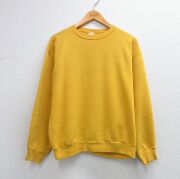 L★古着 ラッセル 長袖 スウェット メンズ 80年代 80s 無地 黄色【spe】 26mar25