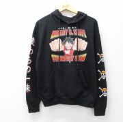 L★古着 長袖 スウェット パーカー メンズ アニメ ワンピース 黒【spe】 26mar25