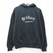 XL★古着 ジャージーズ 長袖 スウェット パーカー メンズ 00年代 00s オールドネイビー 刺繍 黒【spe】 26mar26