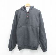 M★古着 長袖 スウェット パーカー メンズ 00年代 00s 無地 ヘンリーネック 濃グレー 霜降り 内側サーマル【spe】 26mar26