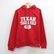 L★古着 ラッセル 長袖 スウェット パーカー メンズ 00年代 00s TEXAN 赤【spe】 26mar27