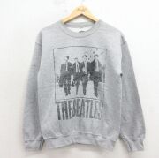 S★古着 長袖 ロック バンド スウェット メンズ ビートルズ クルーネック グレー【spe】 26apr15