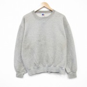L★古着 ラッセル 長袖 スウェット メンズ 90年代 90s 無地 クルーネック USA製 グレー 霜降り 【spe】 25oct01 中古 スエット トレーナー トップス