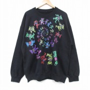 XL★古着 長袖 ロック バンド スウェット メンズ グレイトフルデッド クルーネック 黒 ブラック 【spe】 25oct30 中古 スエット トレーナー トップス