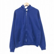 XL★古着 リー Lee 長袖 フルジップ スウェット パーカー メンズ 90年代 90s 無地 USA製 紺 ネイビー 【spe】 25oct11 中古 スエット トレーナー トップス