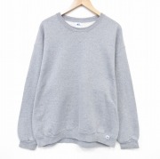XL★古着 ラッセル 長袖 スウェット メンズ 00年代 00s 無地 クルーネック グレー 霜降り 【spe】 25nov05 中古 スエット トレーナー トップス