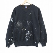 L★古着 ラッセル 長袖 スウェット メンズ 90年代 90s クルーネック USA製 黒 ブラック 【spe】 25nov05 中古 スエット トレーナー トップス