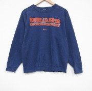 L★古着 ナイキ NIKE 長袖 スウェット メンズ 90年代 90s NFL シカゴベアーズ クルーネック USA製 紺 アメフト スーパーボウル【spe】 25nov18