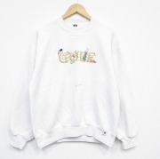 M★古着 ラッセル 長袖 スウェット メンズ 90年代 90s ゴルフ 刺繍 クルーネック USA製 白【spe】 25nov18