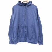 XL★古着 長袖 フルジップ スウェット パーカー メンズ 90年代 90s 無地 大きいサイズ 薄紺 霜降り【spe】 25nov19
