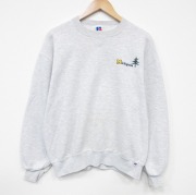 L★古着 ラッセル 長袖 スウェット メンズ 90年代 90s 木 クルーネック USA製 薄グレー 霜降り【spe】 25nov19