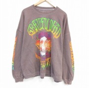 XL★古着 長袖 ロック バンド スウェット メンズ グレイトフルデッド 大きいサイズ クルーネック 茶 霜降り【spe】 25dec06