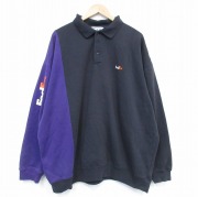 XL★古着 長袖 スウェット メンズ FedEX 大きいサイズ ツートンカラー 襟付き 黒他【spe】 25dec06