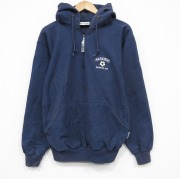 XL★古着 ケルスポーツ 長袖 ハーフジップ スウェット パーカー メンズ 90年代 90s サッカー ロング丈 USA製 薄紺【spe】 25dec11