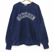 XL★古着 リー Lee 長袖 スウェット メンズ 90年代 90s GENESEO 大きいサイズ クルーネック USA製 紺【spe】 25dec11