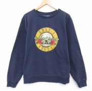 L★古着 長袖 ロック バンド スウェット メンズ ガンズアンドローゼズ クルーネック 紺【spe】 25dec11