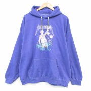 XL★古着 長袖 ロック バンド スウェット パーカー メタリカ メンズ 大きいサイズ 紫 霜降り【spe】 25dec12
