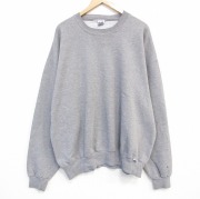 XL★古着 ラッセル 長袖 スウェット メンズ 00年代 00s 無地 大きいサイズ クルーネック グレー 霜降り【spe】 25dec12